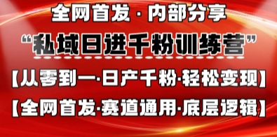 私域日进千粉训练营，全网首发，从0开始带你做好私域，适用于任何赛道，让日产千粉不再是梦-联合微创