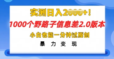 2025抖音1000个野路子信息差最新玩法，一分钟过原创，暴力变现月入几k-联合微创