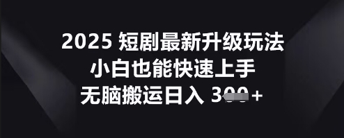 2025短剧最新升级玩法，小白也能快速上手，无脑搬运日入3张-联合微创