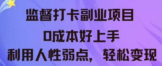 监督打卡副业新玩法，0成本好上手，利用人性的弱点轻松变现-联合微创