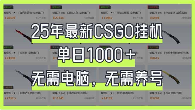 （14178期）25年最新CSGO挂机系统，单日1000+，无需电脑，无需养号，0基础可上手-联合微创