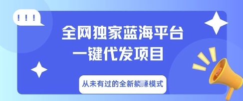 全网独家蓝海平台一键代发项目，从未有过的全新躺Z模式-联合微创