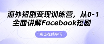 海外短剧变现训练营，从0-1全面讲解Facebook短剧-联合微创