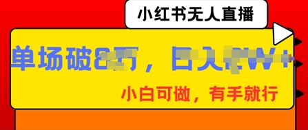 小红书无人直播，纯小白可做，有手就行，单场直播销售额破8w-联合微创