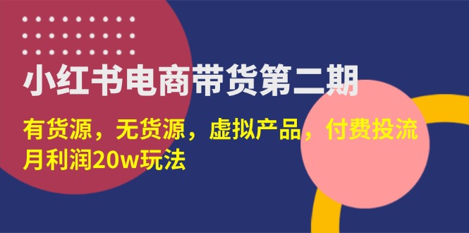 （14186期）小红书电商带货第二期，有货源，无货源，虚拟产品，付费投流，月利润20w-联合微创