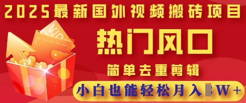 2025最新视频搬砖项目，热门风口，简单去重剪辑，小白也能轻松月入过W-联合微创