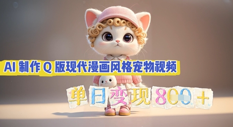 AI制作Q版现代漫画风格宠物视频，单日变现几张-联合微创