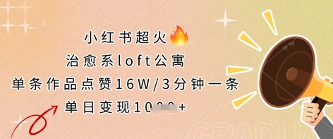 小红书超火的治愈系loft公寓，单条作品点赞16W，3分钟一条，单日变现数张-联合微创