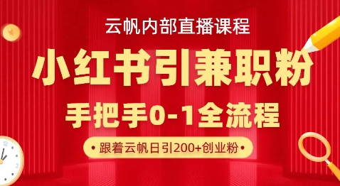 云帆内部直播课，小红书引流兼职粉教程，日引500+月变现过W-联合微创