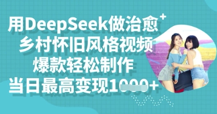 用DeepSeek做治愈乡村怀旧风格视频，爆款轻松制作，当日最高变现多张-联合微创